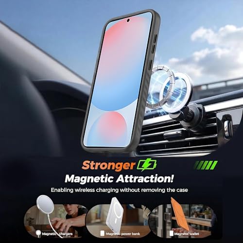 Image of KARWAN Slim Shockproof Back Case Cover Compatible with Samsung Galaxy S24,Dual Layer Armor Protection with Matt Finish, Heavy Duty Cover with Magnetic MagEase Wireless Charging (Black)