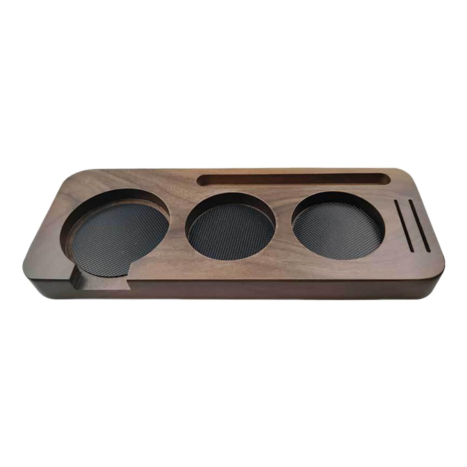 Estación de de Café de Madera para Portafiltros Y Dispensador de Espresso con Tapete de Silicona, Almacenamiento de Cucharas Y Accesorios, Ad, Nogal de 58 mm, Individual