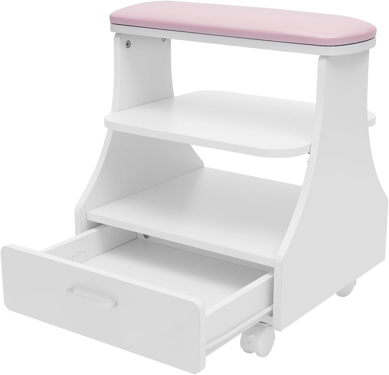 Bepritm Portable Pedicure Foot, Adjustable Pedicure Stool with Pull-Out Shelf & Wheels, Multi-Functional Rest Stand Foot Massage Station Footrest Salon Supplies for Home/Spa (Black)