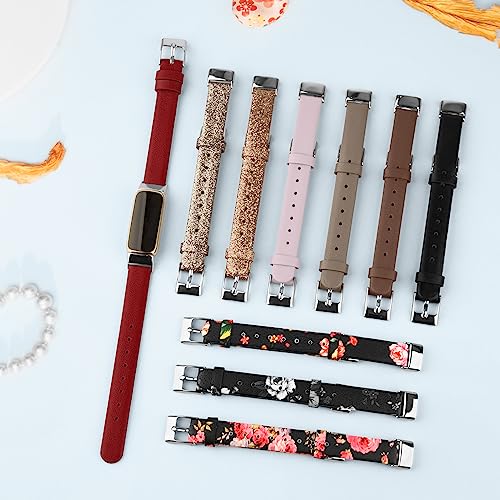 Fitbit Luxe Compatible Leather Strap for Women & Men, Soft Breathable Sport Wristband with Metal Classic Buckle - Pink - Image 4