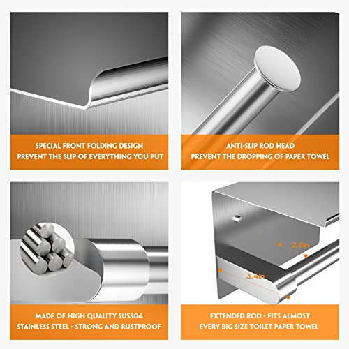 ASTOFLI Toilet Paper Holder with Shelf, Rustproof SUS304 Brushed Nickel Toilet Paper Holder Wall Mount, Toilet Roll Holder, Toilet Tissue Holder for Bathroom, Bathroom Toilet Paper Holders - Thumbnail 4