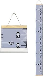 Kids Growth Chart, Wood Frame Fabric Canvas Height Measurement Ruler from Baby to Adult for Child's Room Decoration 7.9 x 79in (7.9 x 79in, Gray)