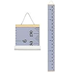 MinoMia Kids Growth Chart, Wood Frame Fabric Canvas Height Measurement Ruler from Baby to Adult for Child\'s Room Decoration 7.9 x 79in (7.9 x 79in, Gray)