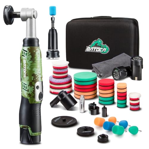 BATOCA S6 Mini Polisseuse sans fil,12V Polissage Voiture Kit,DA&RO DIY Lustrage pour Détails,1000-5000RPM&4200-21000RPM,25mm/50mm/75mm Disque,Cireuse Polir​...