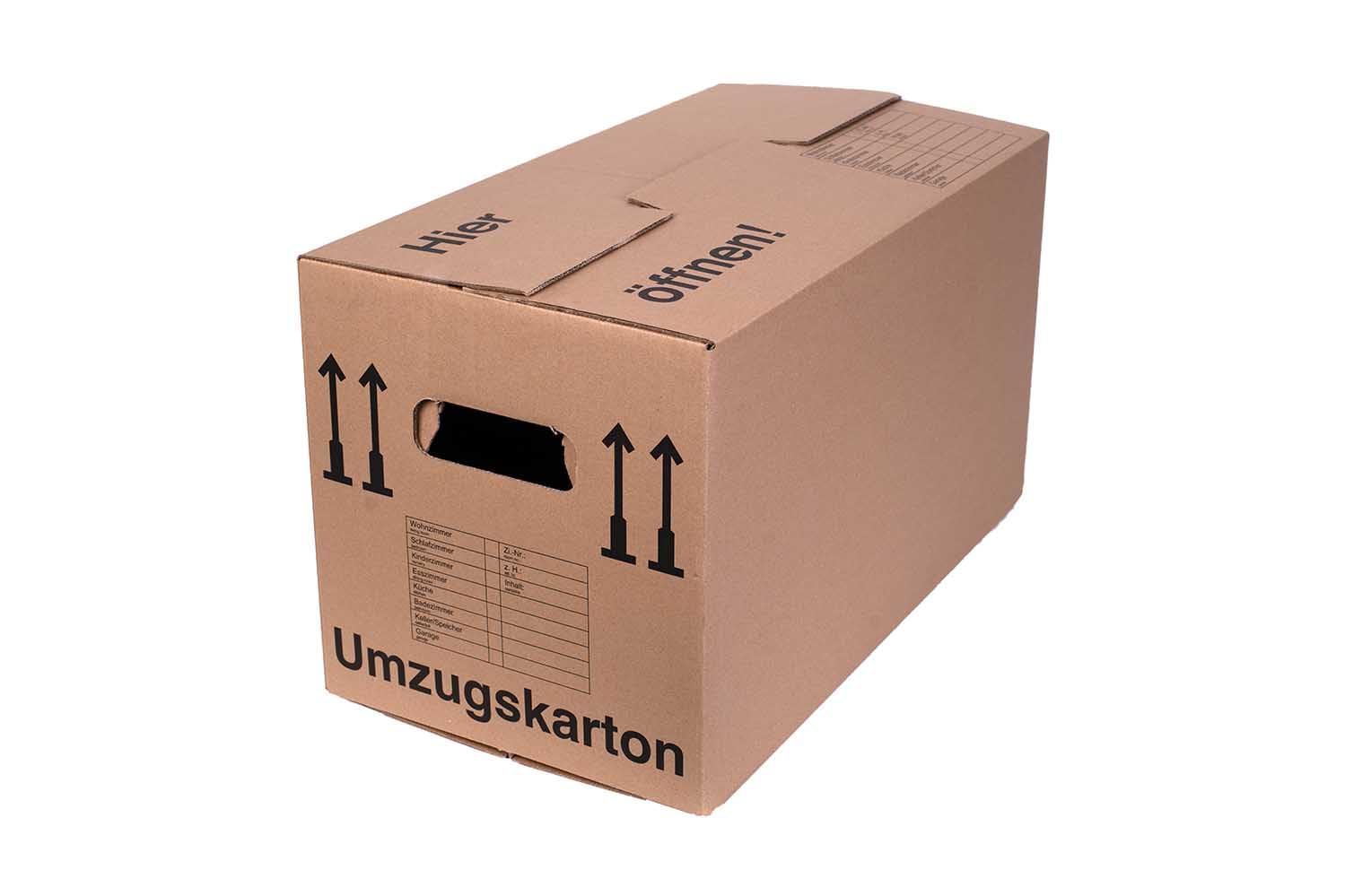 20 Stück Umzugskartons 600 x 328 x 340 mm extra stabil 2-wellig, verstärkte Griffe, belastbar bis 40 kg, Menge wählbar von 5 bis 240 Stück