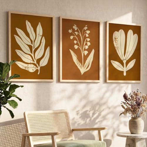 Image of kotart Botanical Art Home Decoration Painting | Floral Aesthetic Paintings With Frame For Living Room Bed Room Hotel Wall Decor Digital Reprint Set of 3 (14x20 Inch)