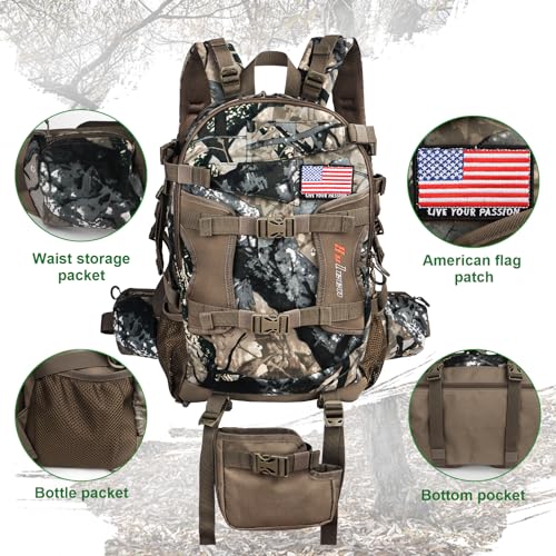 YVLEEN Hunting Backpack, Waterproof Camo Hunting Packs for Men, Durable Large Capacity Hunting Day Pack for Rifle Bow Gun - Image 5