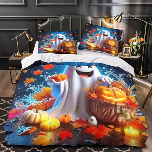Parure de lit Halloween microfibre douce avec fermeture éclair pratique 200x200