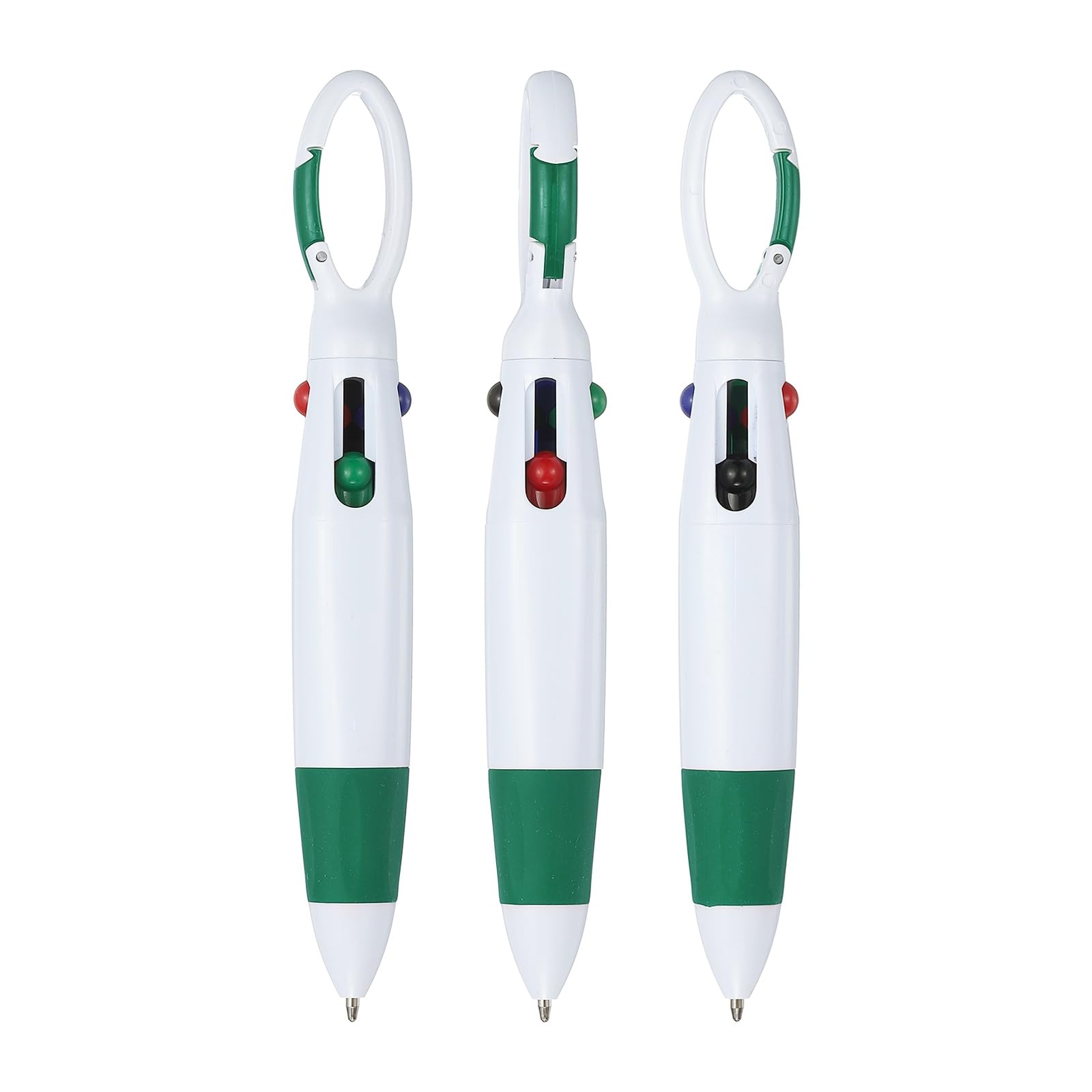 PATIKIL Retractable Shuttle Pens with Buckle Clip, 3Pcs 1.0mm 4 Colors Retractable Ballpoint Pens Keychain for Office Supplies Children Gift, Green