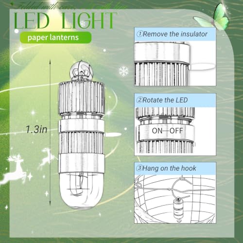 Image of Boho Chinese Paper Lanterns LED Lights, 10-Pack 10inch | Hanging Lights in Cream, Sage & Forest Green for Garden Party, Boho Wedding, Birthday Decorations & Home Party
