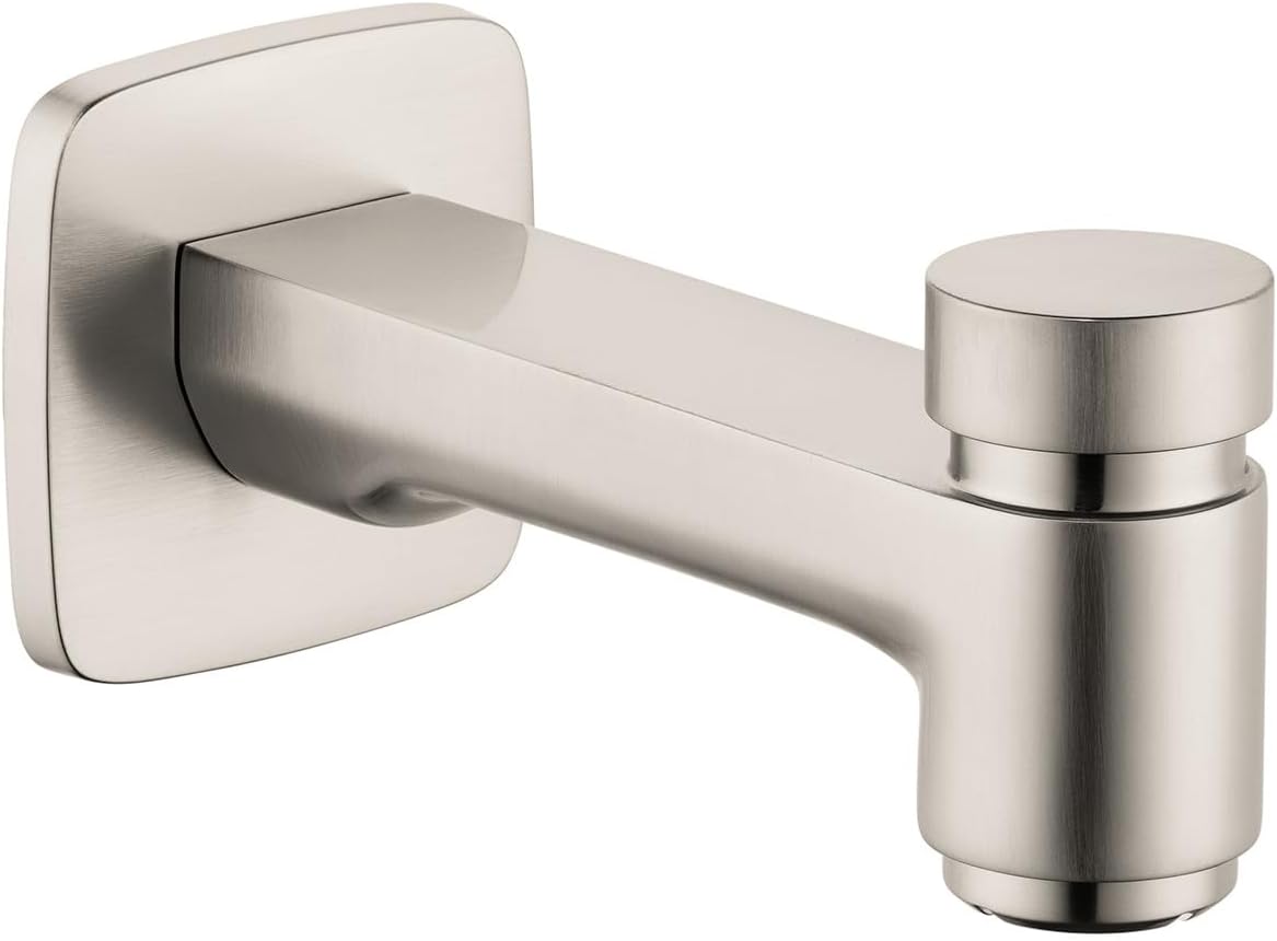 hansgrohe Tub Spout with Diverter Premium 3-inch Modern Tub Spout in brushed nickel, 71412821