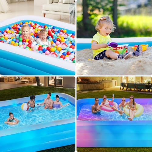 QIUJIN 145"x74"x22", Large Solar Inflatable Pool with Lights, Oversized Thickened Blow Up Pool for Adults, 7 Color Changed Family Swimming Pool for Backyard, Outdoor by QIUJIN - Image 7