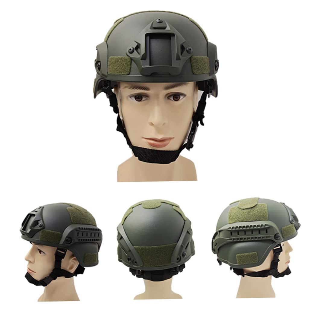 Tamaño de Casco de Airsoft rápido de Airsoft Casco Universal Casco Ajustable Celmets Protectores de Soporte NVG para Cazar, Negro, Verde