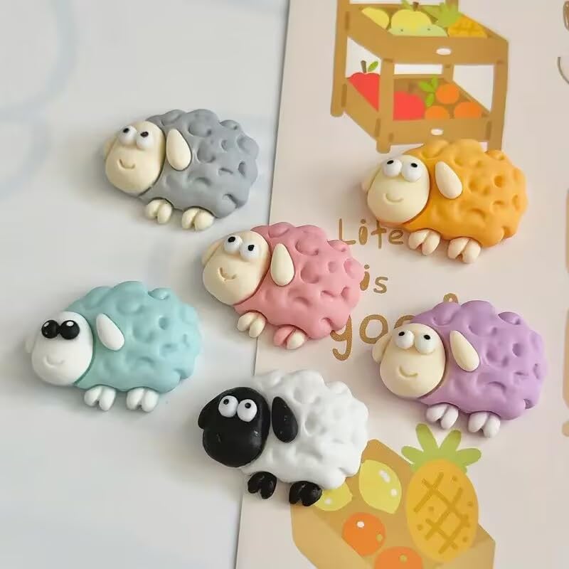 6 imanes decorativos pequeños de oveja para refrigerador miniatura 7