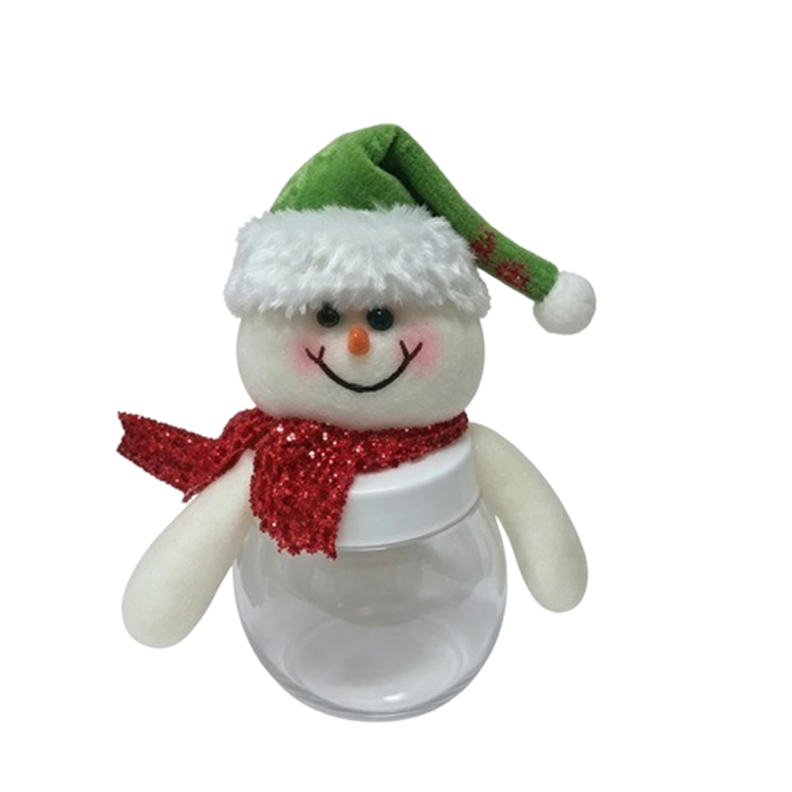 Shunzhong A Candy Container With Clear Jar Body Nd Plush Holiday Lid Ccent, Christmas Table Decor For Sweets Nd Fillers Christmas Candy Jar Holiday Treat Holder Clear Decorative Storage Container Tabletop Home