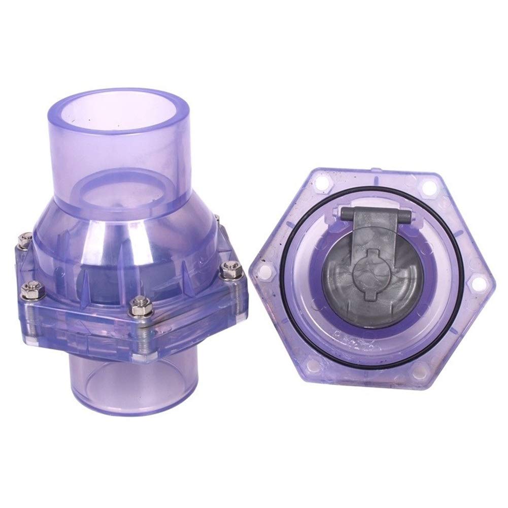 Válvula de retención: válvula antirretorno de desodorización de alcantarillado transparente de U-PVC de 40 mm, 50 mm, 63 mm, conectores rápidos de tuberías de agua industriales, 1 pieza (diámetro: diá