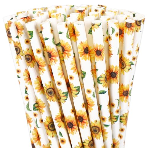 200 Pitillos de Papel con Girasol 7.8 in miniatura 1