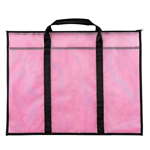 Art Mesh Vinyl Storage Bag with Handle and Zipper, Waterproof Art Supply Storage Transparent Bag for Large Posters, Poster Board, Painting, Teaching Material, Art Works,Posters Organization
