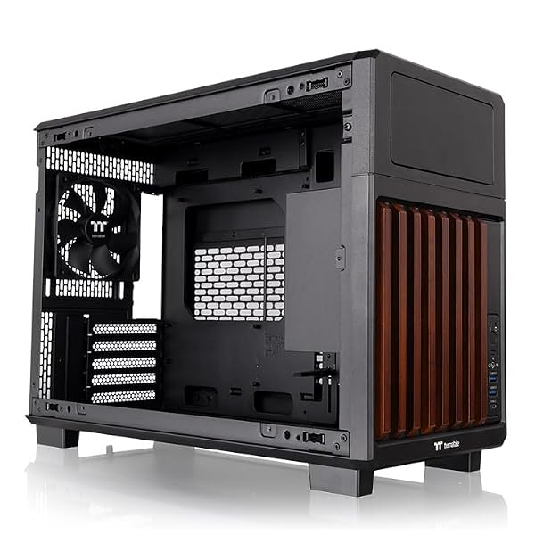 Thermaltake TR200 WS; Micro Chassis; Wood Front Trim; mATX/mITX Support; 360mm Radiator Support; 365mm GPU Clearance; 175mm Air Cooler Clearance; 5.25" Bay Support; Black; CA-11L-00S1NN-WS by Thermaltake - Image 3