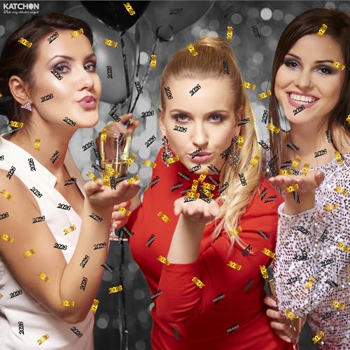 Image of KatchOn, Shiny Black and Gold 2026 Graduation Confetti - Pack of 500 | Graduation 2026 Confetti | Black and Gold Graduation Decorations for 2026 Graduation Decorations, Confetti for Graduation Decor