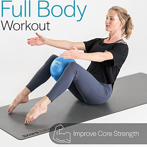 Core Balance Soft Pilates Ball 23cm / 9 Inch, Small Anti Burst, Yoga Exercise Fitness Physiotherapy Physical Training, Inflatable Straw For Easy Inflation, 200kg Weight Capacity