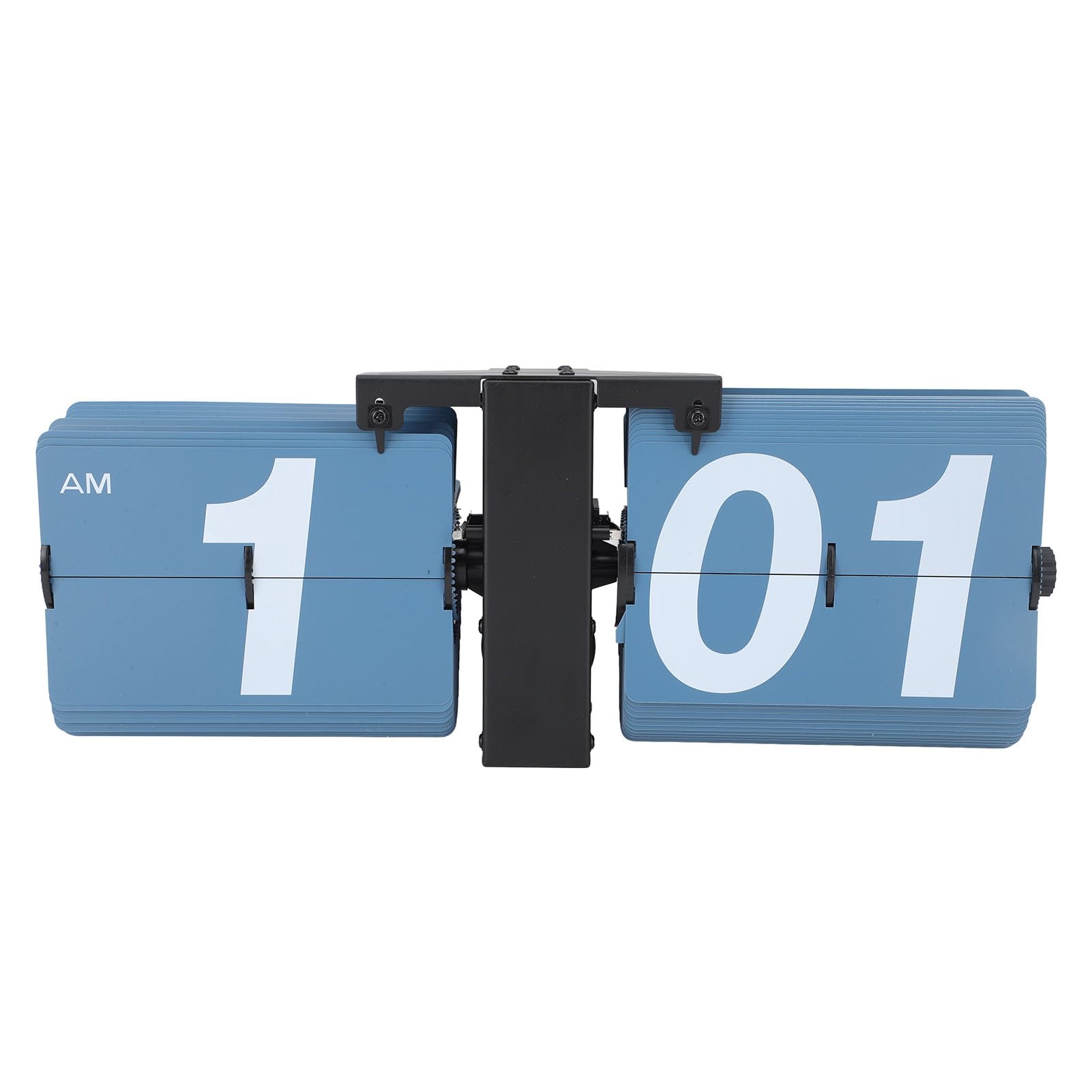 Bewinner Digital Flip Desk Clock, Vintage Retro Mechanical Clock with Large Numbers, Premium Stainless Steel and PVC, Flip Clock for Home and Office (Black and Blue)