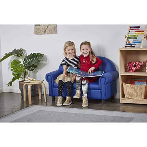 Factory Direct Partners 10493-Bl Little Lux Upholstered Preschool Sofa, Plush Furniture For Kids Room, Classroom, Daycare - Blue #TOP1