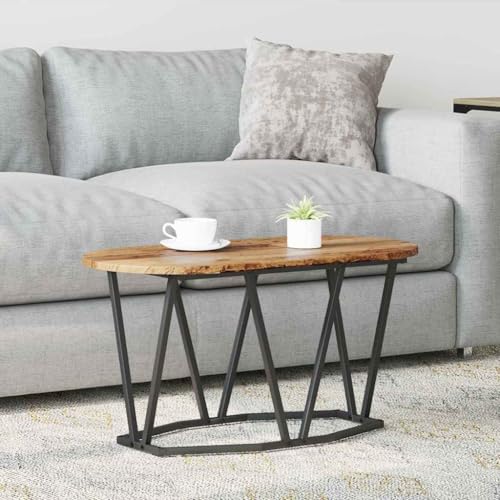 Table basse bois ancien et métal noir 80x40cm style industriel - 2