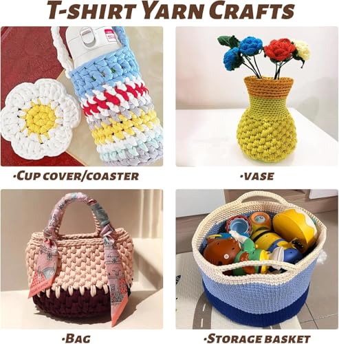 Image of 800g T-Shirt Crochet Yarn for Crocheting Crafts /Bags /Basket /Coaster,Hand Knitting Tshirt Yarn for Crochet,228yds T Shirt Yarns with High Elastic Thick Yarns Polyester Fabric(Lilac)