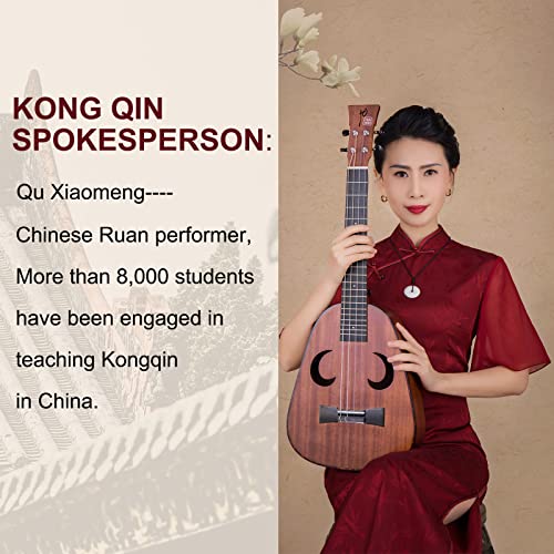Joeducure Chinese Acoustic Guitar National Musical Instruments 4 Strings Plucked Instruments Travel Portable Guitar Four String Guitar Chinese Kong Qin Lightweight For Olders 30"Mahogany Brown #TOP2