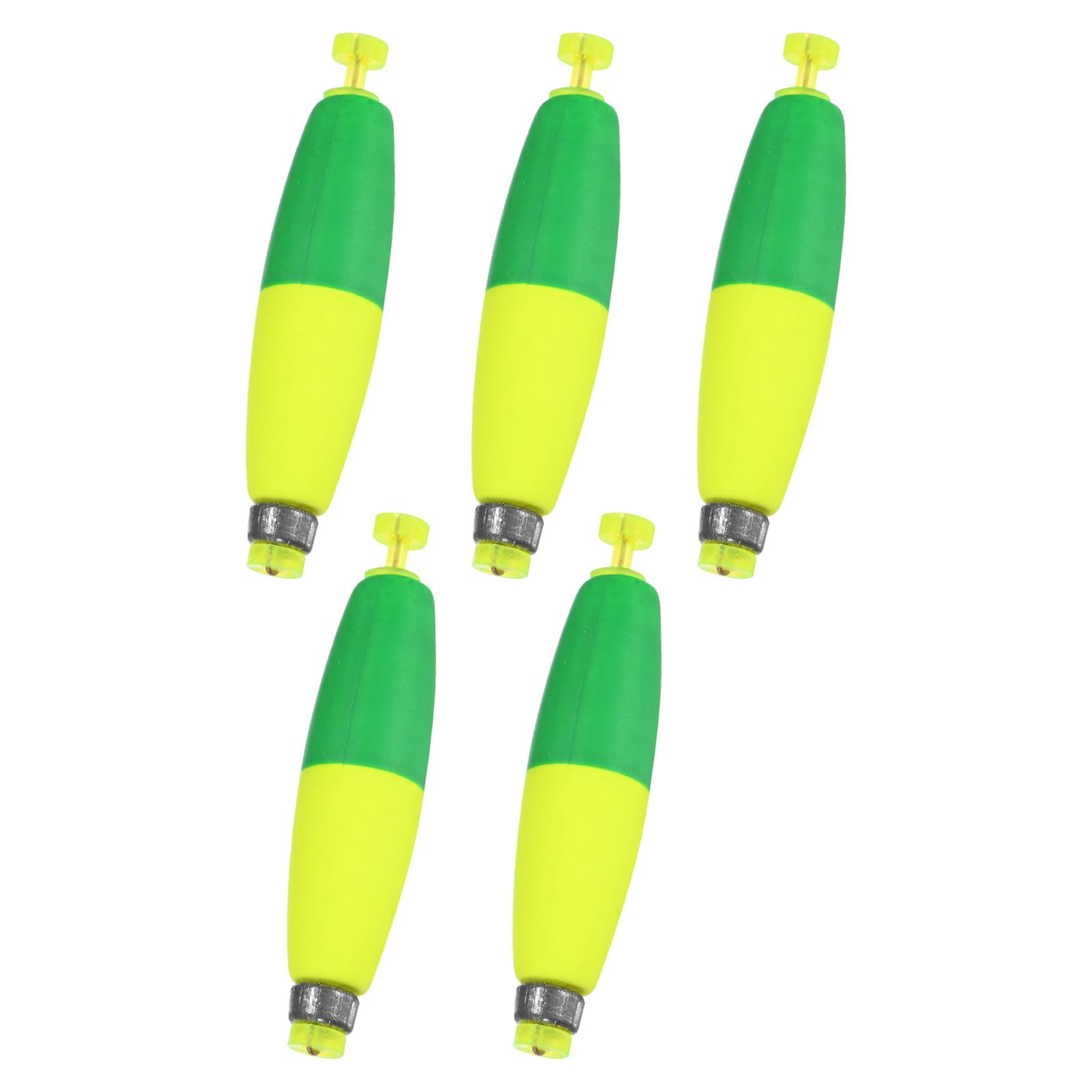 M METERXITY 5-Pack Fishing Bobbers Floats, 77mm EVA Foam Weighted Bobbers for Crappie/Bluegill/Trout Bass/Catfish, Clip-on Floats Slip Corks Floaters Strong Buoys [Green & Yellow]
