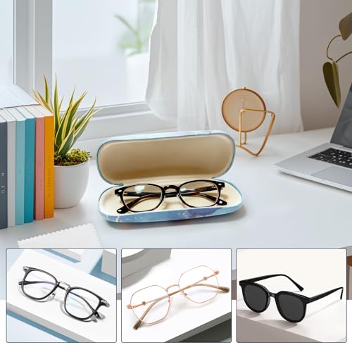 Image of Hard Shell Eyeglasses Case, Eye Glass Cases Womens Hard Shell With Cleaning Cloth Portable Eyewear Case for Women Men