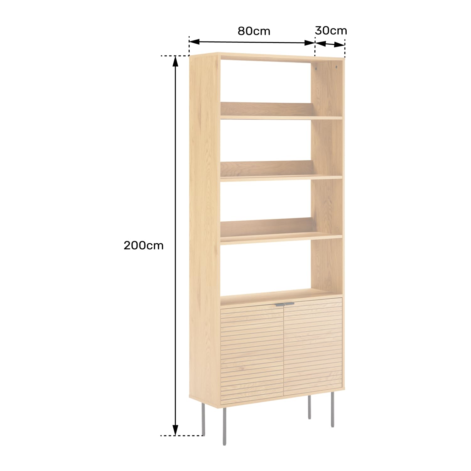 Happy Garden Libreria in Legno STINNA, 4 Ripiani, 2 Ante, Fino a 20 kg per ripiano, Perfetta per organizzare i Vostri Oggetti con Stile