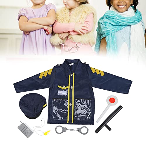 7 PCS Traje de Policial, Fantasia de Policial para Crianças, Kit de Dramatização Com Uniforme da Pol