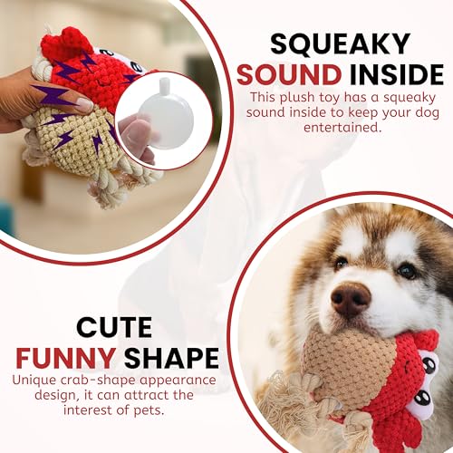 Foodie Puppies Dog Squeaky Plush Rope Toy - (Crustacean Plush Toy) | Non-Toxic, Stuffed, Teething, Chewing, Playful, Crinkle & Cuddly Toy | Intelligence Toys for Small Dogs and Puppies (Size: 14cm) (Image - 6)