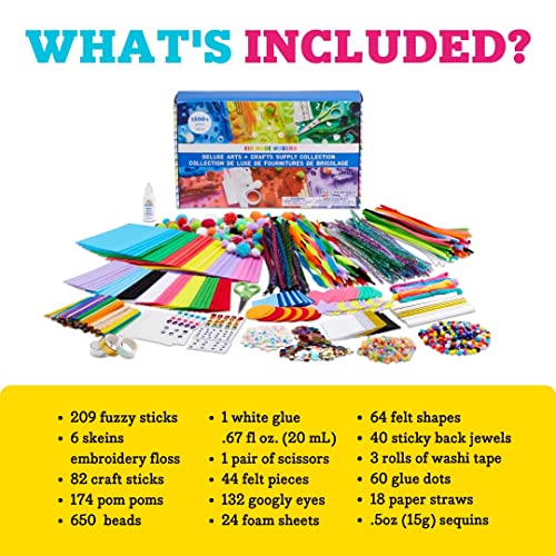Kid Made Modern - Deluxe Arts And Crafts Supply Collection - 1500+ Piece Collection - Diy Kids Crafts - Bulk Craft Set - Create Your Own Art - Includes Art Supplies And Reusable Storage Box - Ages 8+ #TOP5