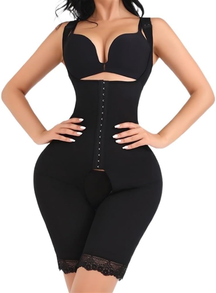 GHAKKE Fajas Colombianas Women's Open Bust Shapewear Thigh Reducer Body Shaper Tummy Control Corset Bodysuit With Open Crotch (Color : Black, Size : S)