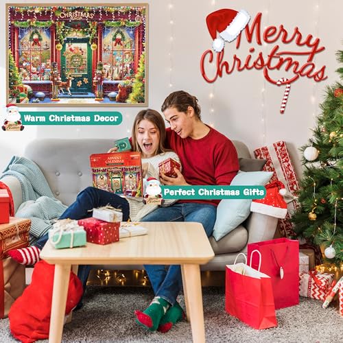 Alagoo Advent Calendar 2025 Jigsaw Puzzles - Christmas Shop Advent Calendar Puzzle, 1008 Pieces 24 Days Countdown to Xmas Gifts, Home Decor Family Gifts Christmas Puzzles for Kids Adult