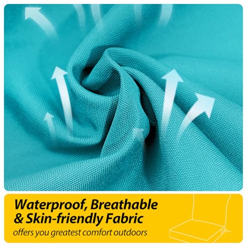 Image of AAAAAcessories Outdoor Deep Seat Cushions, Waterproof, Fade-Resistant Patio Furniture Replacement Cushions, 25.5 inch x 25.5 inch x 5 inch + 25.5 inch x 19 inch, Set of 2, Turquoise Blue