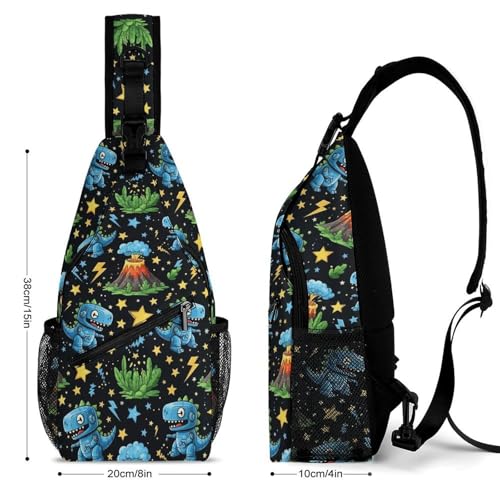 Fashion Chest Bag, Shoulder Bag, Dress Decor Sling Backpack, Casual Day Pack For Travel Shopping Dinosaur2