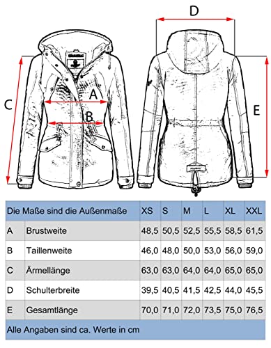MARIKOO Damen warme Winterjacke mit kuscheliger verstellbarer Kapuze Manolya Schwarz Gr. M