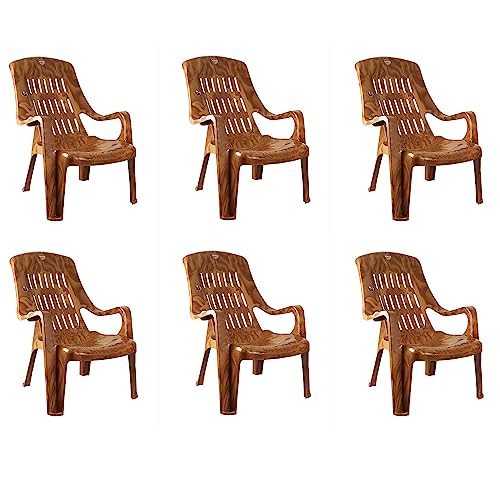 Image of Cello Comfort Plastic Relaxed Armchair, Set of 6 (Sandalwood Brown)