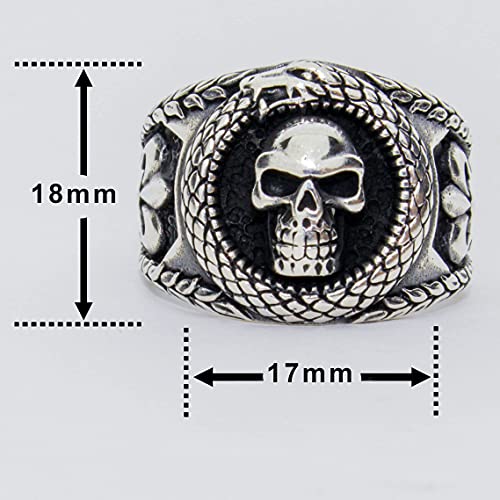 Solid 925 Sterling Silver Retro Gothic Biker Skull Luxury Turkish Men's Ring (10) #TOP3