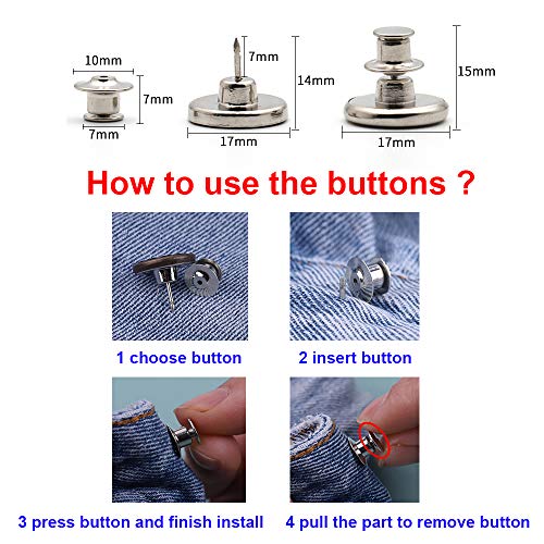 YaHoGa 8PCS Instant Buttons Jean 