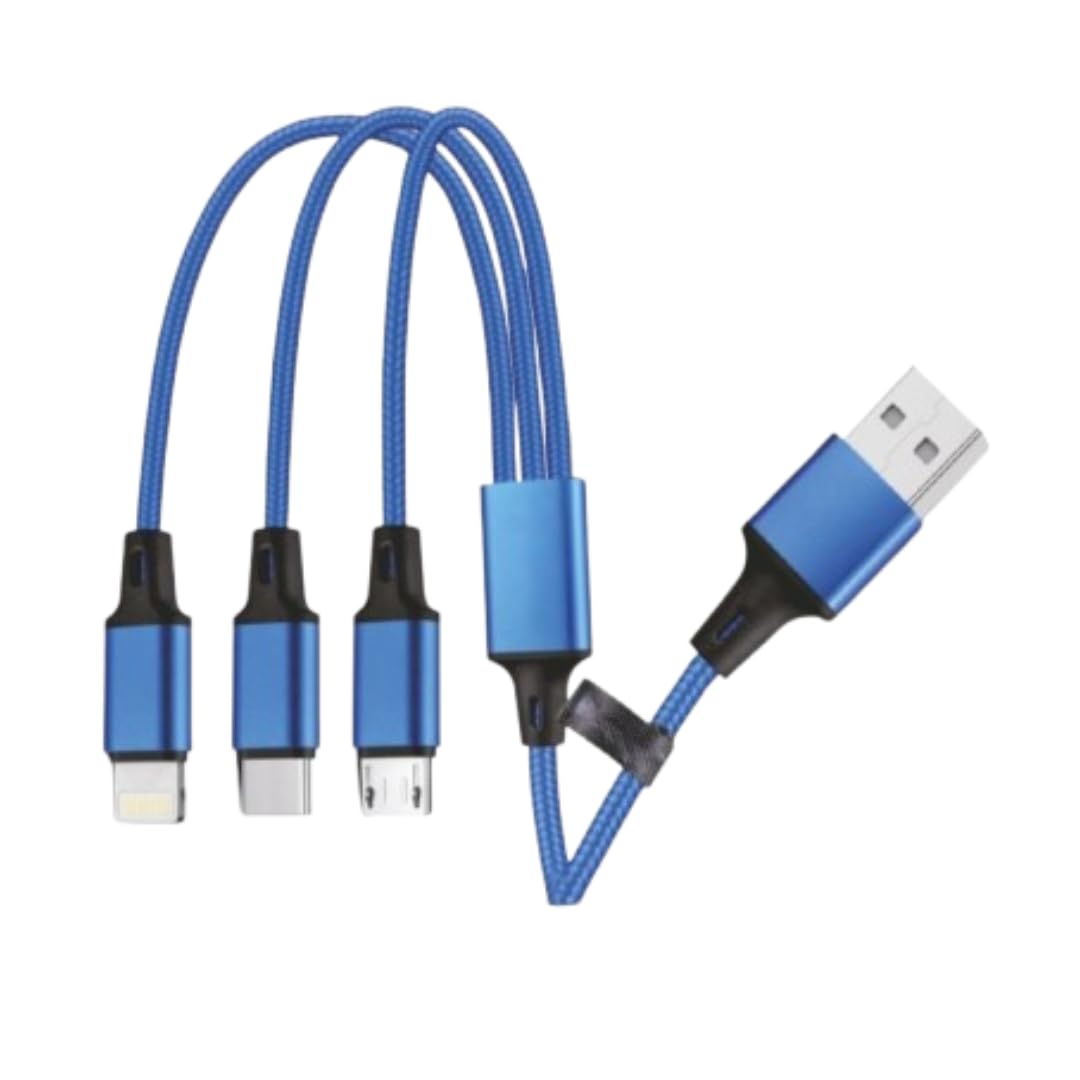 USB Cable 3 in 1 Multi Charging cable | 3in1 Cable Type C Lighting & Micro | Nylon Fast Charging Cord Compatible with iPhone 16Pro Max 15/14/13Pro Max Galaxy Ultra S25/S/24/S23 Oppo Vivo Redmi
