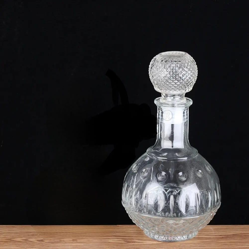 European Style Crystal Clear Glass Decanter Storage Container for Liquor, Whisky, Vodka, Scotch, Wine, Rum, Brandy, Champagne, Tequila, Beer, Juice (1000ML Round Decanter)