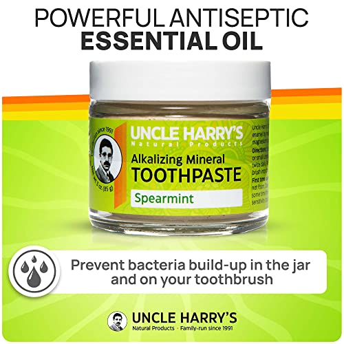Uncle Harry's Spearmint Remineralizing Toothpaste | Natural Whitening Toothpaste Freshens Breath & Promotes Enamel | Vegan Fluoride Free Toothpaste (2 Pack) #TOP4