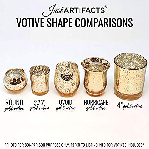 Just Artifacts 2-Inch Round Speckled Mercury Glass Votive Candle Holders (Gold, Set Of 12) #TOP2