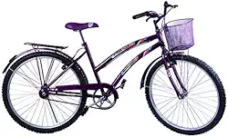 Bicicleta Feminina Aro 26 Susi Violeta com Paralamas, Bagageiro e Cestinha - Dalannio Bike