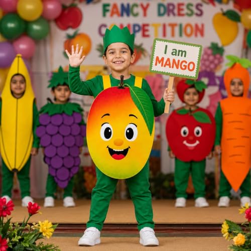 Image of Raj Costume Kids Fruit & Vegetable Fancy Dress Costume | Soft Felt Fruit and Vegetable Cutout Costume for Boys & Girls | School Annual Function
